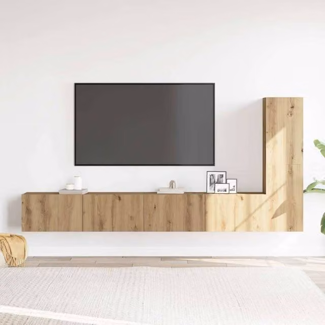 Berkfield Home Classic 3 Piece Wall-mounted TV Cabinet Set in Artisan Oak and Brown