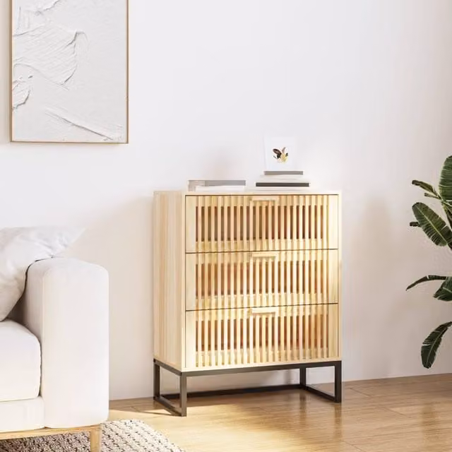 Berkfield Home Classic Sideboard in Brown and Beige, W/D/H: 60 x 30 x 75 cm