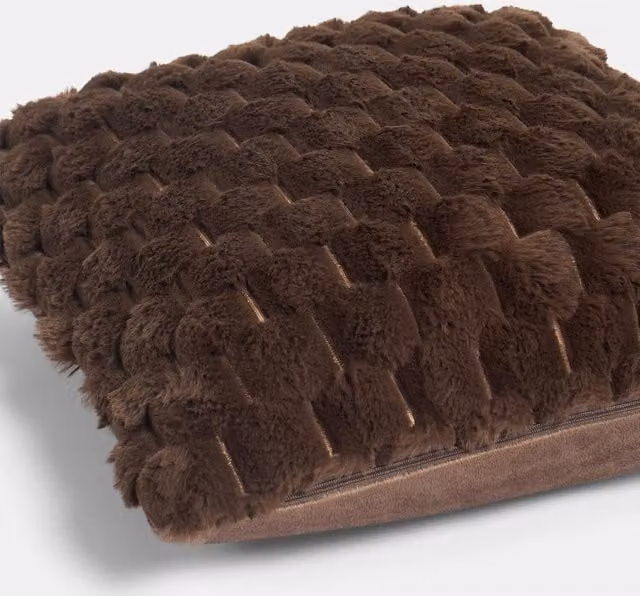 OHS Brown Faux Fur Waffle Cushion Covers, Pack of 4