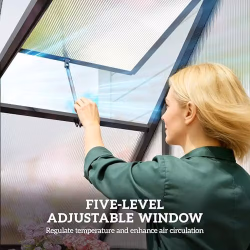Outsunny Black Aluminium and Polycarbonate Greenhouse Swing Door with Window – 6