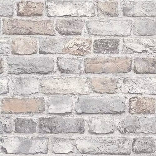 Grandeco Vintage City Brick Wall Textured Vinyl Wallpaper, Multicolour