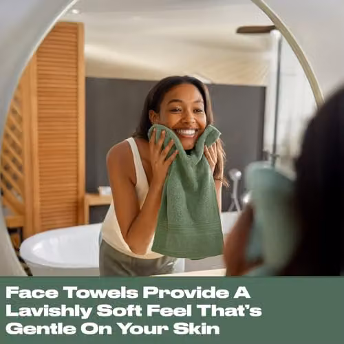 OHS 4 Pack of Green 100% Cotton Terry Hand Towels, W/D/H: 50 x 50 x 50 cm – 3