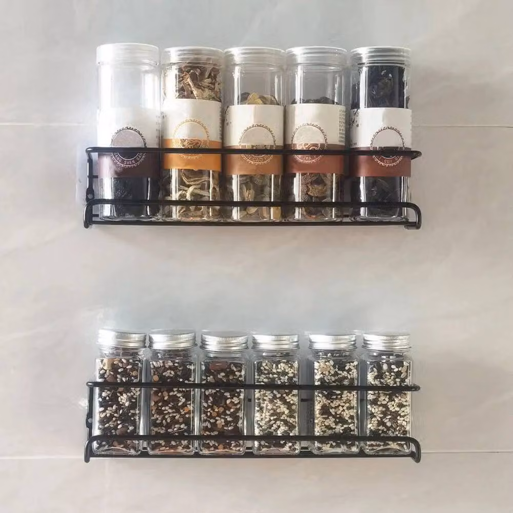 FORGEVIO 2-Piece Metal Spice Rack and Kitchen Door Storage Organiser in Black – 4