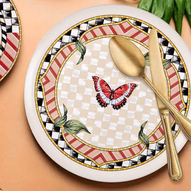 The Mia Jardin Series Round Stoneware Serving Platter in Multicolour
