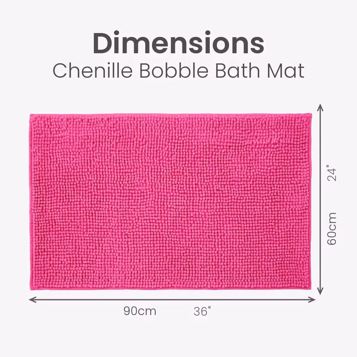 Allure Bath Fashions Chenille Bobble Microfibre Bath Mat, Pink, W: 60 cm, D: 90 cm – 2
