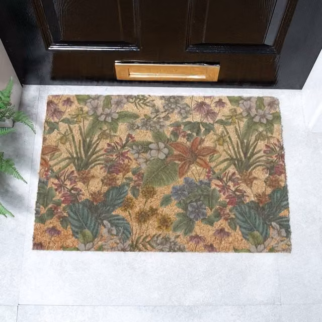 Artsy Mats Language of Flowers x Celia Battaini Floral Doormat in Brown and Multicolour, W: 60 cm, D: 40 cm