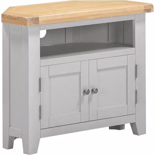 Seconique Windsor Classic Corner TV Unit in Pebble Grey and Oak, W/D/H: 80.0 x 40.0 x 65.0 cm – 2