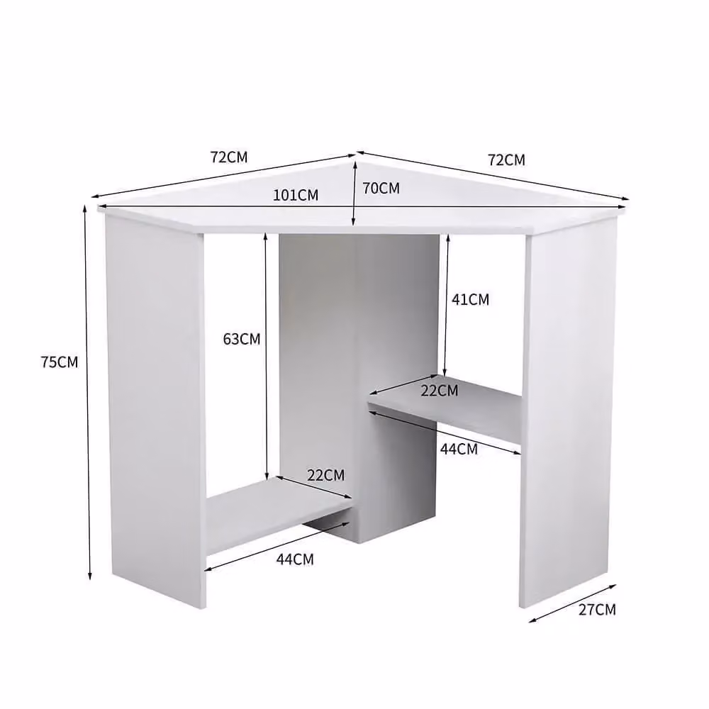Home Source Wellington Compact Corner Computer Desk in White – 3