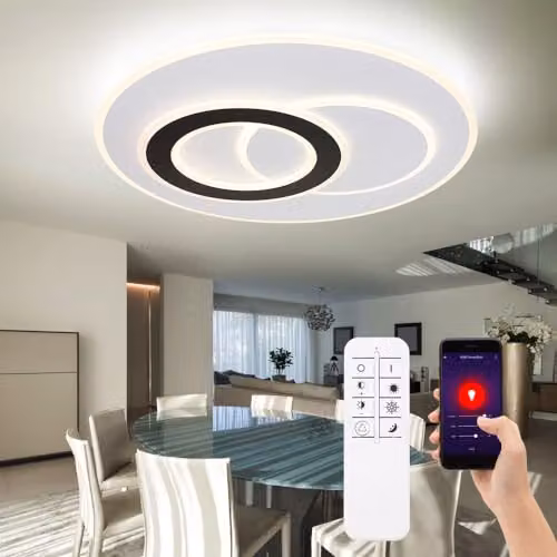 Globo Lighting Smartlight LED Ceiling Light with Remote Control, Dimmable CCT Night Light, White, Diameter: 70 cm – 2