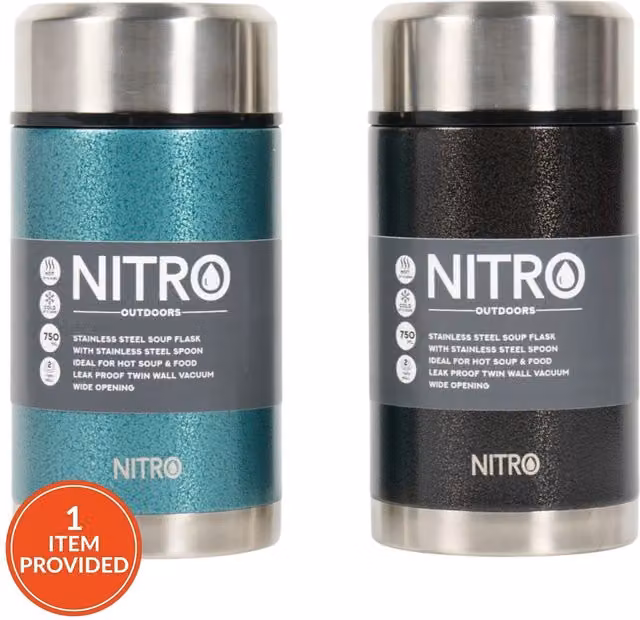 Nitro Leakproof Stainless Steel Vacuum Soup and Food Flask in Green and Black
