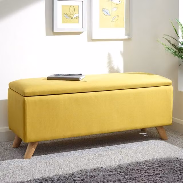 GFW Secreto Ottoman Storage Bench in Yellow