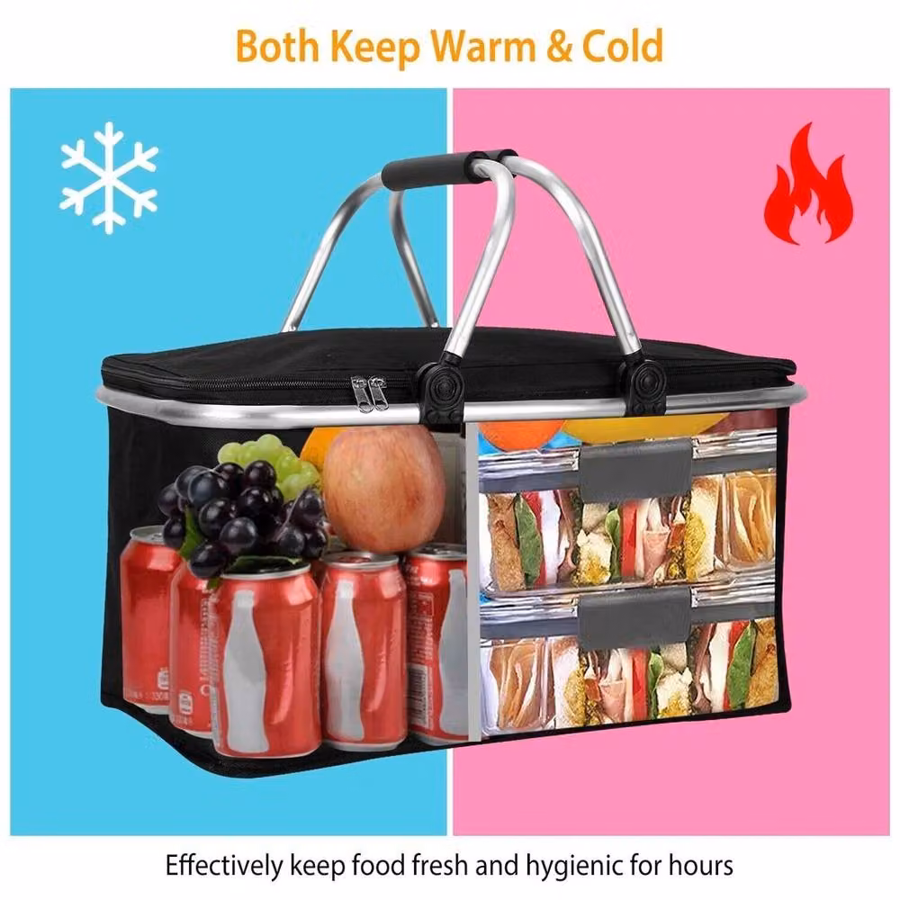 NESTLUNE Large Thermal Cooler Basket and Picnic Bag in Black, W: 100 cm, D: 60 cm – 5