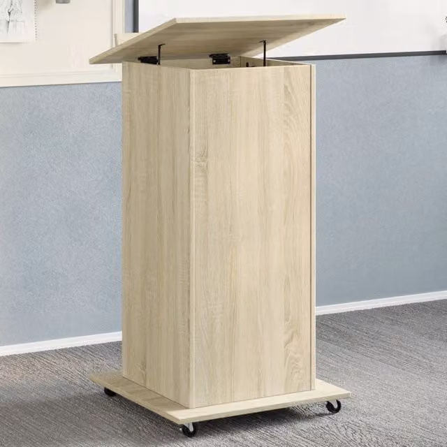 Berkfield Home Lectern with Wheels and Drawer in Sonoma Oak Brown, W/D/H: 55 x 55 x 107 cm