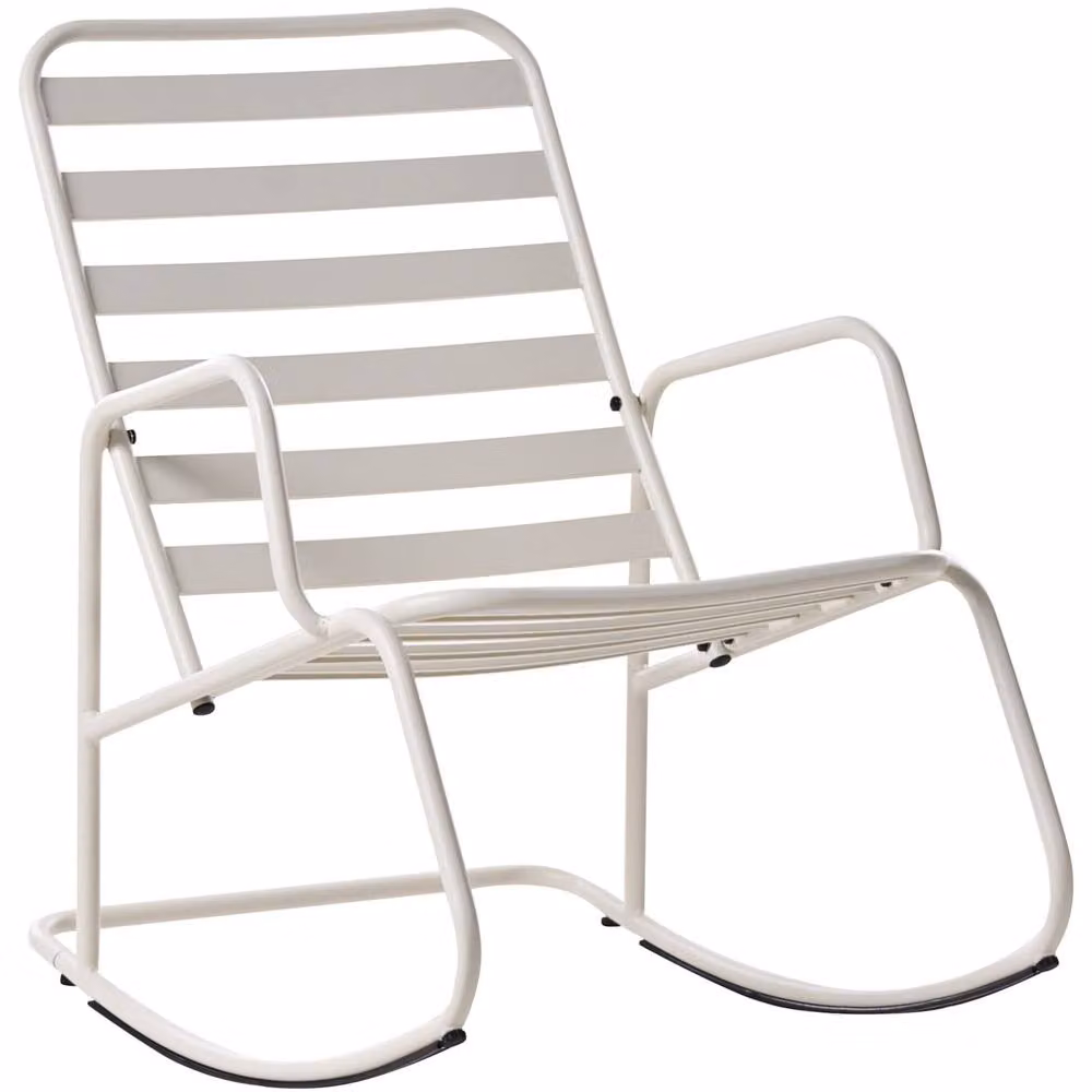 Wyld and Coco Matt White Aluminium Slatted Rocking Chair – 2