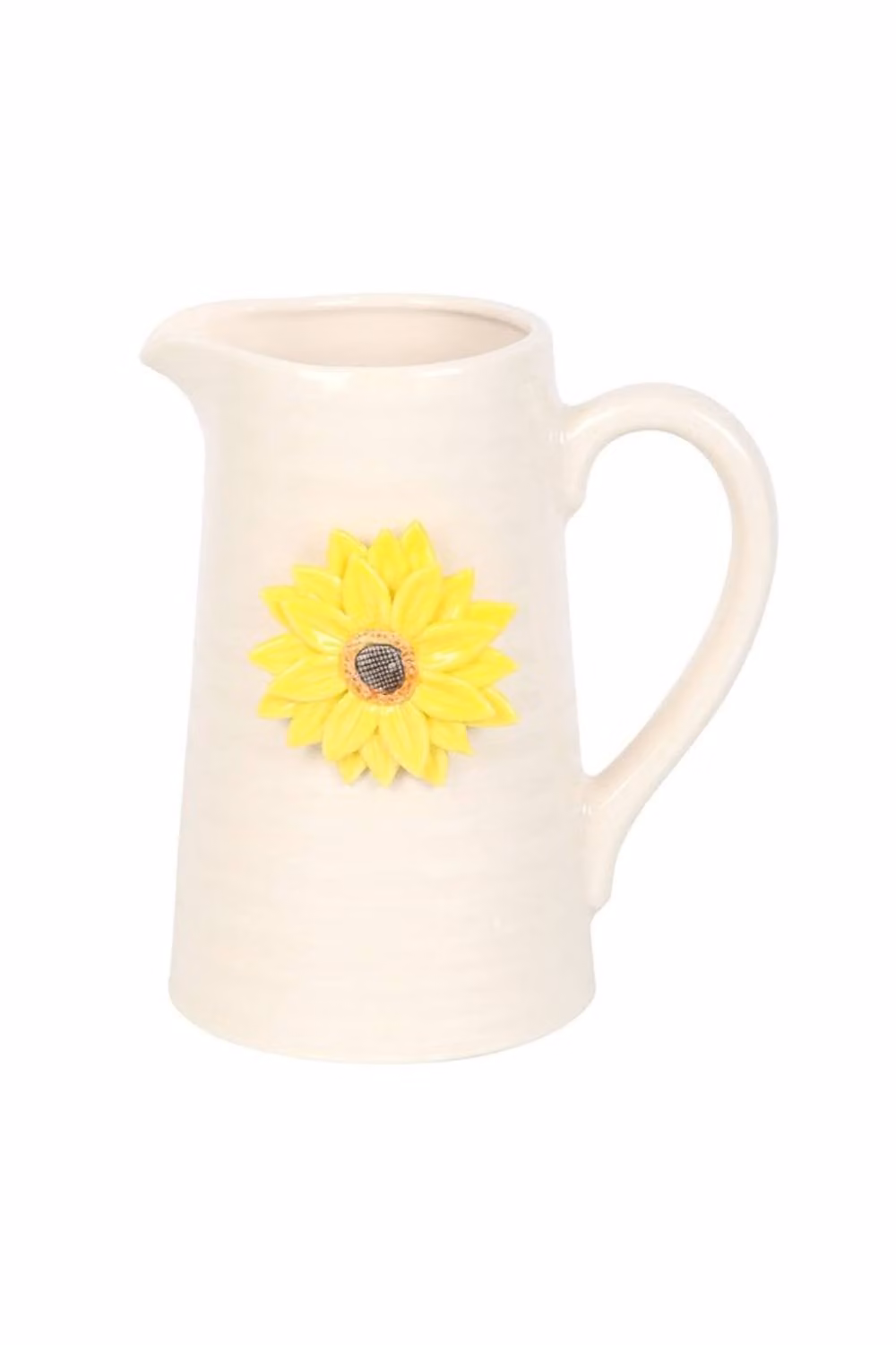 KDMD Hello Sunshine White Ceramic Flower Jug with 3D Sunflower Floral Tabletop Decor – 2