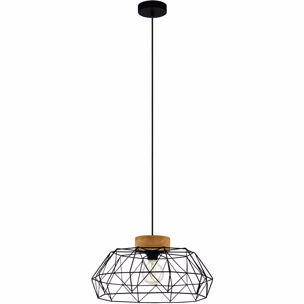 Loops Modern Black and Wood Pendant Ceiling Light – 2