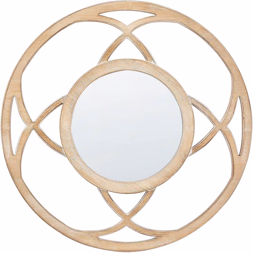 Wyld and Coco Round Wall Mirror, Brown, Diameter: 60 cm – 2