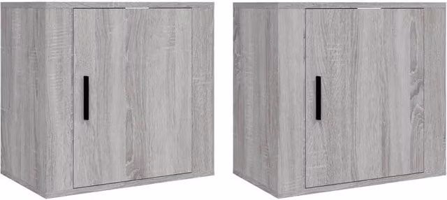 Berkfield Home Set of 2 Wall-mounted Bedside Cabinets in Grey Sonoma, W: 50 cm, D: 30 cm, H: 47 cm