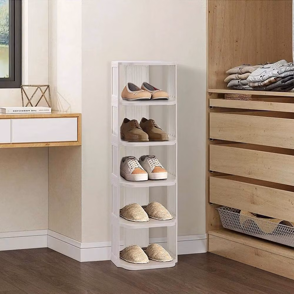 KORVIXA 3 Tier Narrow Shoe Rack Holder in White, W/D/H: 26 x 27.7 x 54 cm – 3
