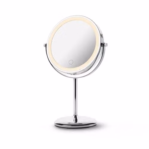 medisana CM 844 LED Makeup Mirror in Silver with 7X Magnification, Dimmable Touch Switch and Rechargeable Battery