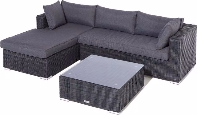 Rowlinson Vienna Modern Rattan Lounger Set with Glass in Grey