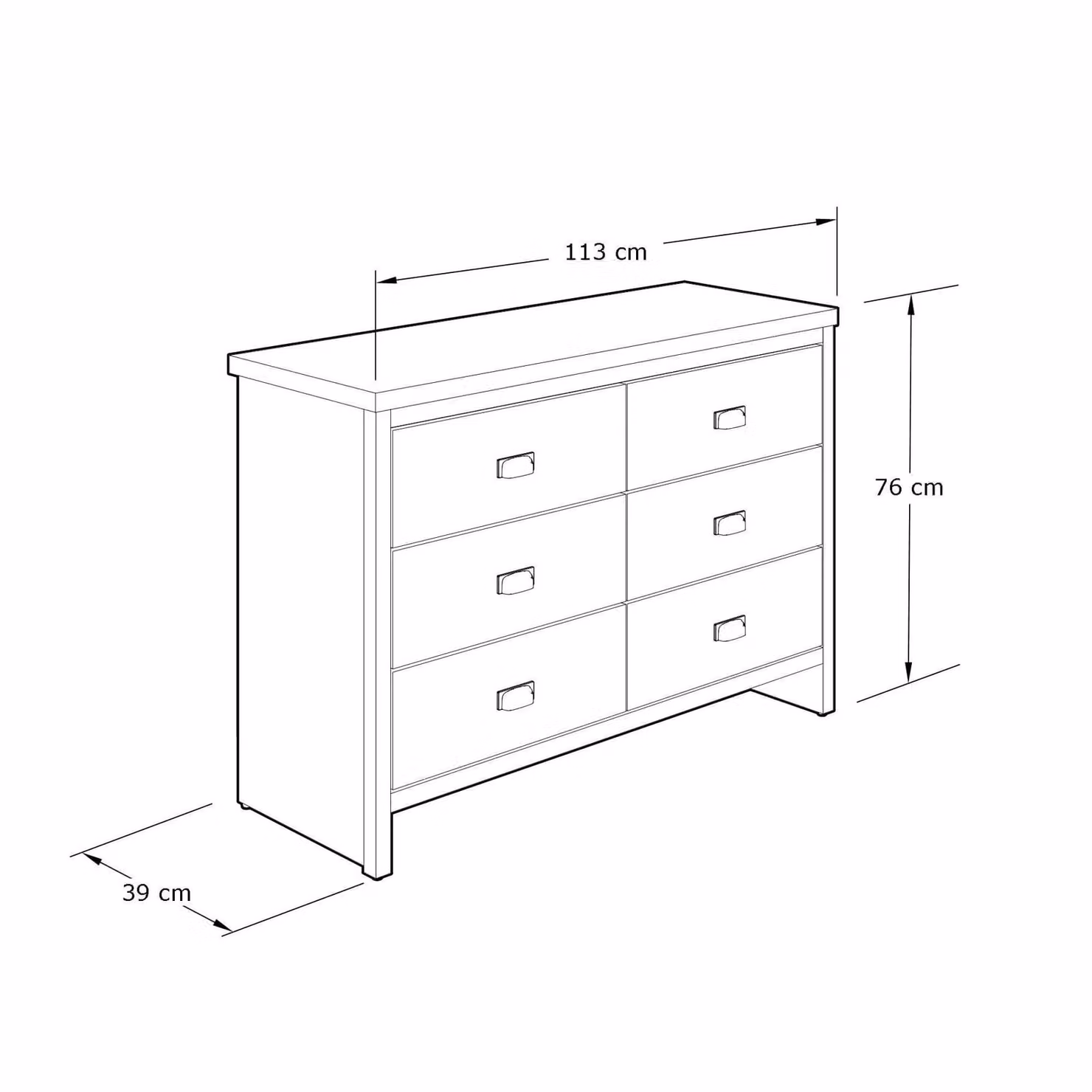 GFW Boston 6 Drawer Chest of Drawers in Grey – 3