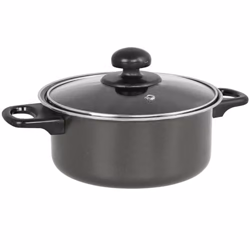 Gr8 Home 7 Piece Non Stick Cookware Set with Glass Lids in Grey