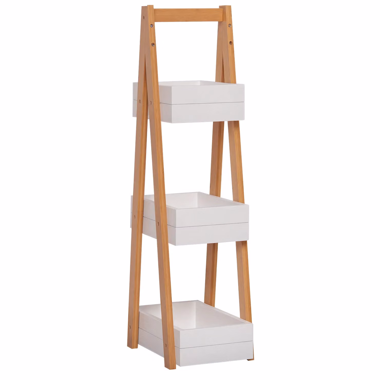 HOMCOM 3 Tier Freestanding Bathroom Shower Caddy Storage Rack in White – 2