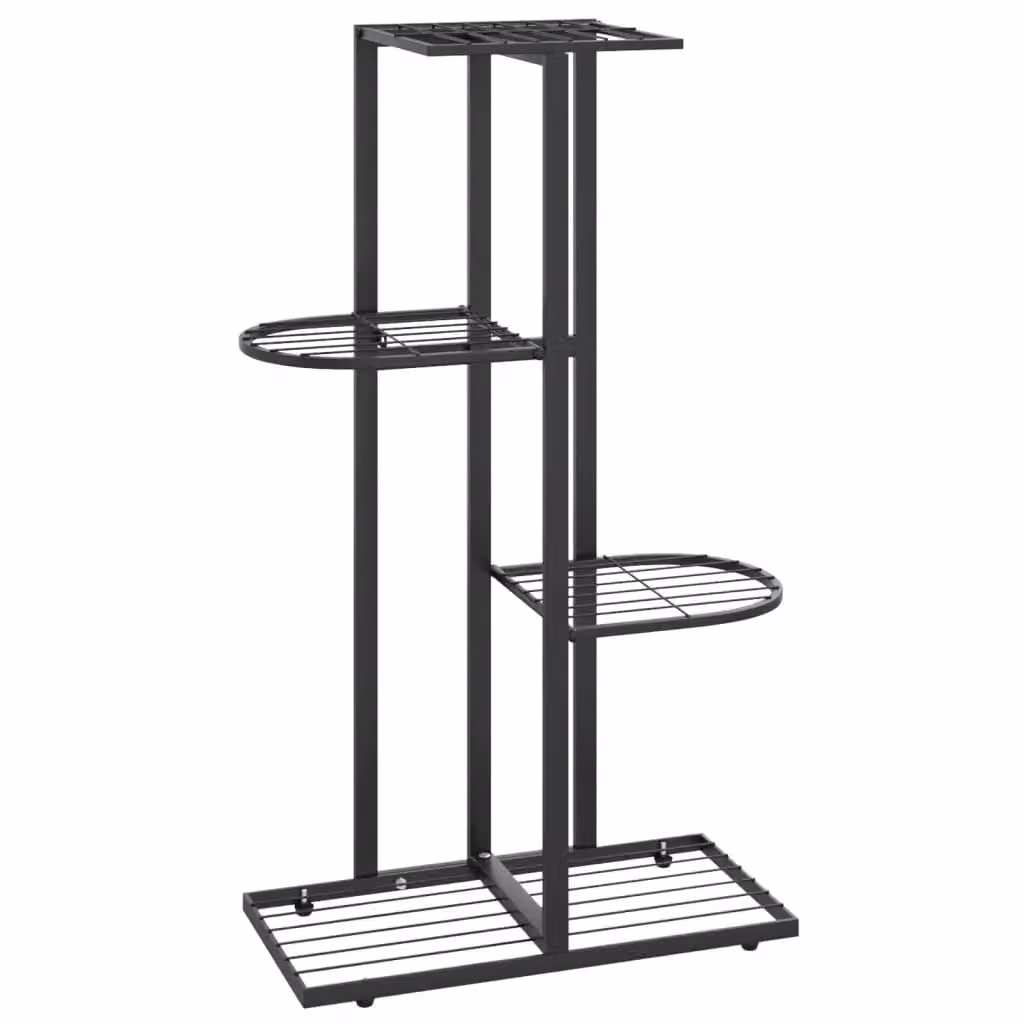 Berkfield Home 4-Floor Modern Metal Flower Stand in Black, W/D/H: 43 x 22 x 76 cm – 2