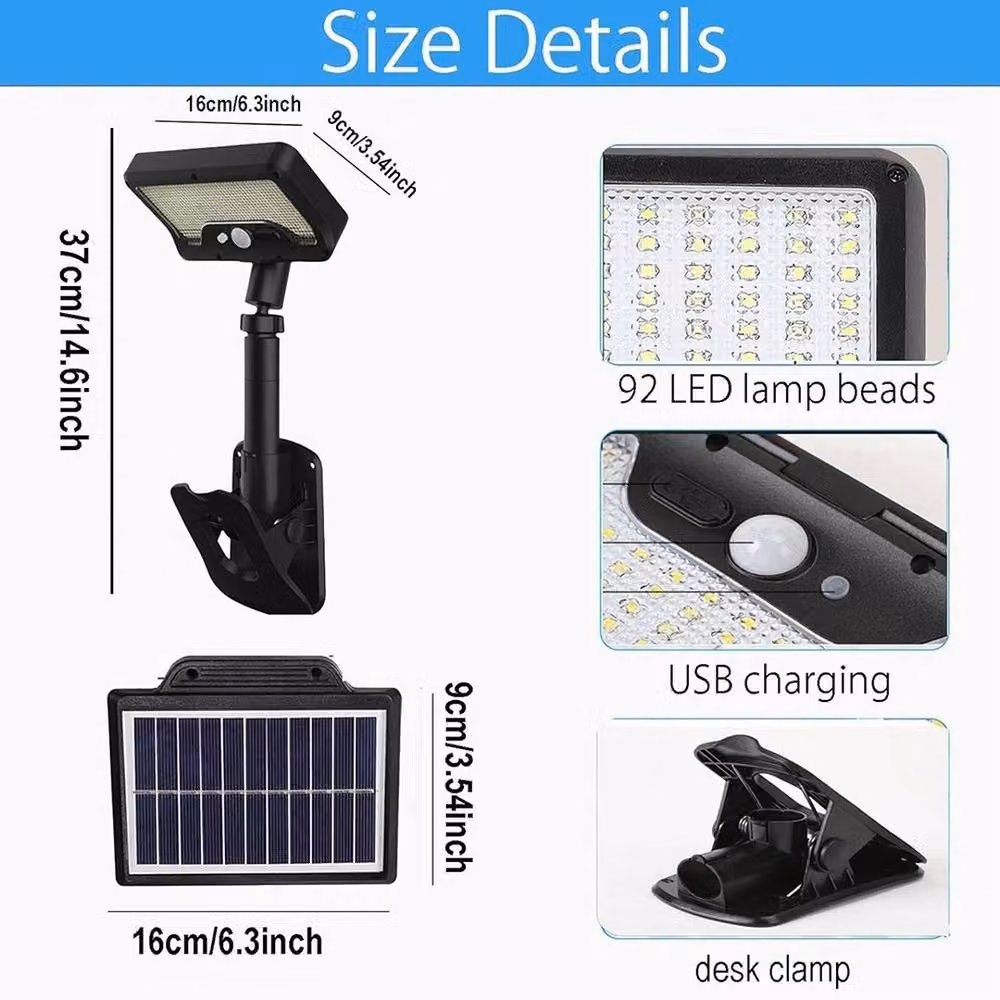 FLAVORA LED Solar Motion Sensor Garden Outdoor Clip On Light in Black – 2
