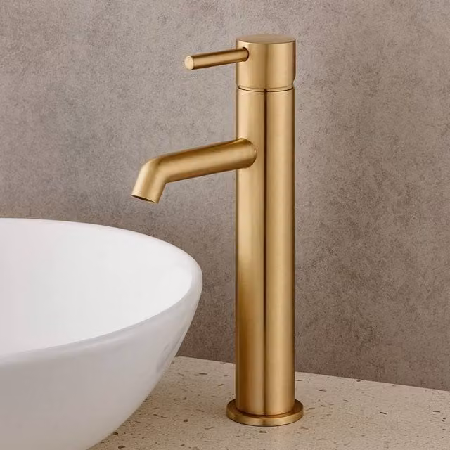Bathroom Kingdom Chepstow Single Lever Freestanding Basin Mixer Tap in Brushed Brass Gold