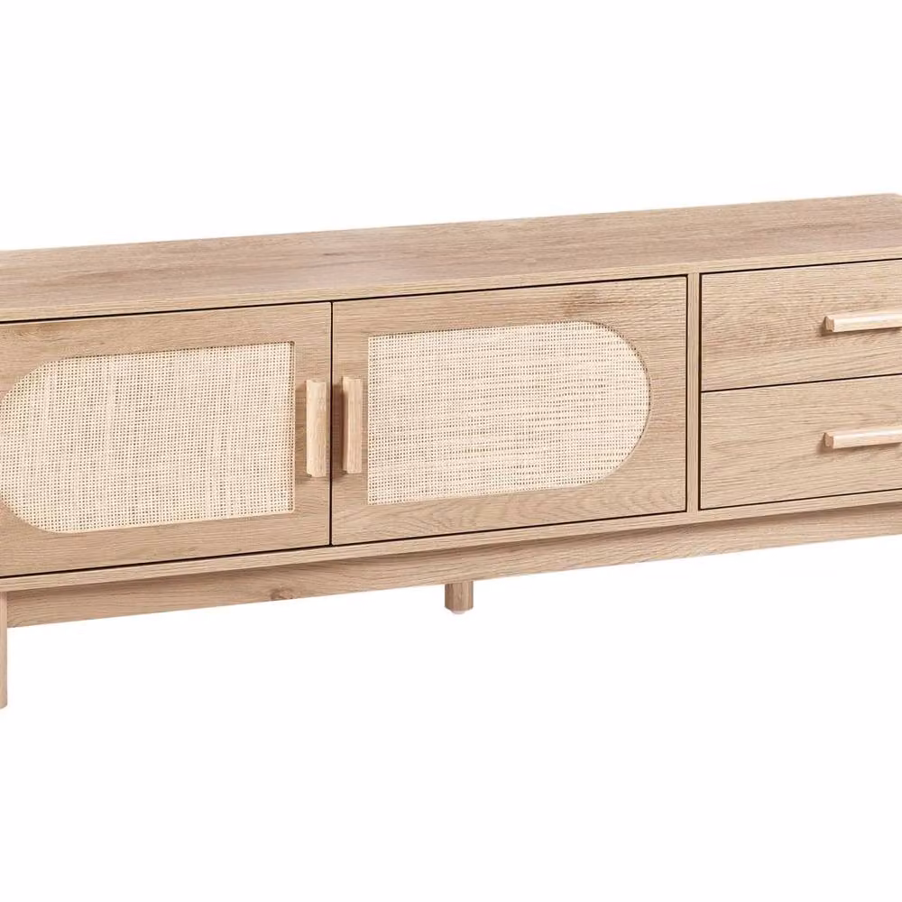 Wyld and Coco Boho Rattan TV Stand in Light Brown, W/D/H: 150 x 40 x 50 cm – 2