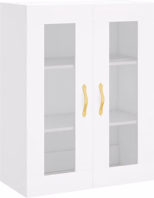 Berkfield Home Wall Mounted White Cabinet with Glass Doors, W/D/H: 69.5 x 34 x 90 cm