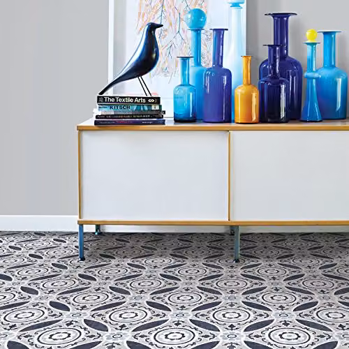 WallPops FP2484 Sienna Blue Self-Adhesive Mediterranean Style Peel and Stick Floor Tiles, Set of 10 – 3