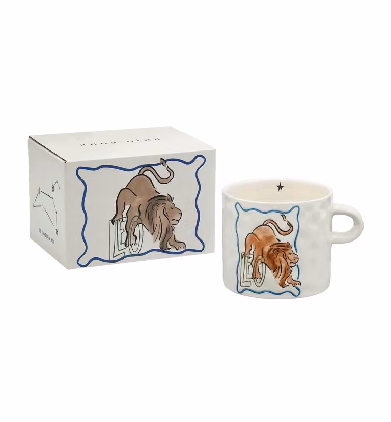 Anna + Nina Leo Zodiac Stoneware Tea Mug, White, 500 ml