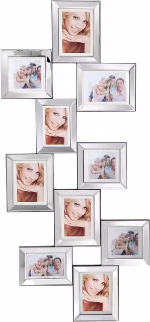Maison by Premier Orsina 10 Photo Mirrored Multi Photo Frame in Silver – 1