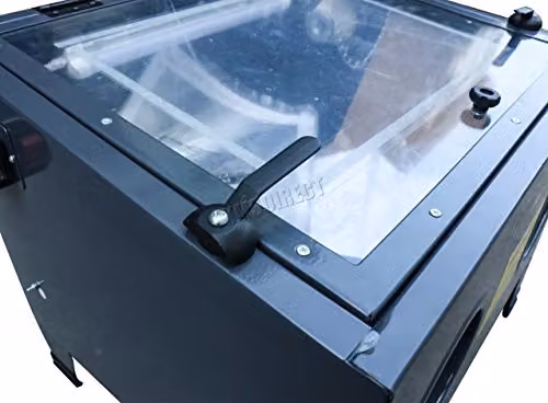 SwitZer Sandblaster Cabinet with LED Light in Grey for Glass Beads, Silica Sand and Alum Oxide, 100 PSI Maximum – 2