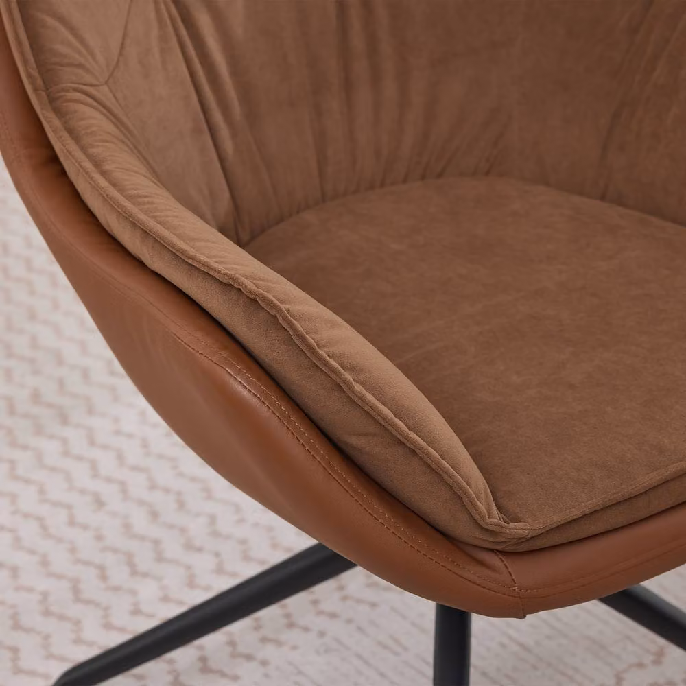 Matteo Brown Faux Leather Ergonomic Swivel Office Armchair with Auto-Return – 2