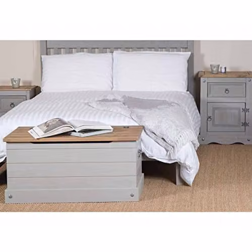 Core Products Corona Grey Slatted Low End Bedstead, W/D/H: 140 x 200 x 147.6 cm
