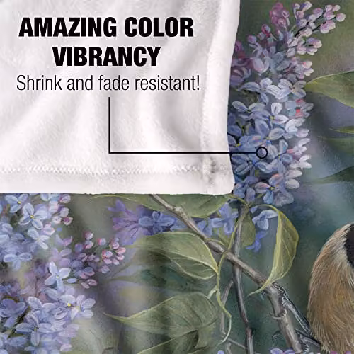Wild Wings Chickadees Silky Touch Super Soft Fleece Throw Blanket in White and Multicolour, W/D: 152 x 127 cm – 3