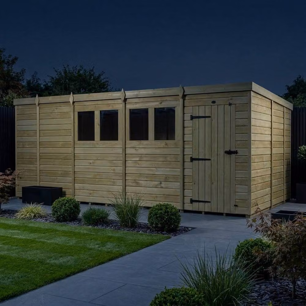 Buttercup Farm Brown Timber Pent Garden Shed with Single Door and Windows – 3