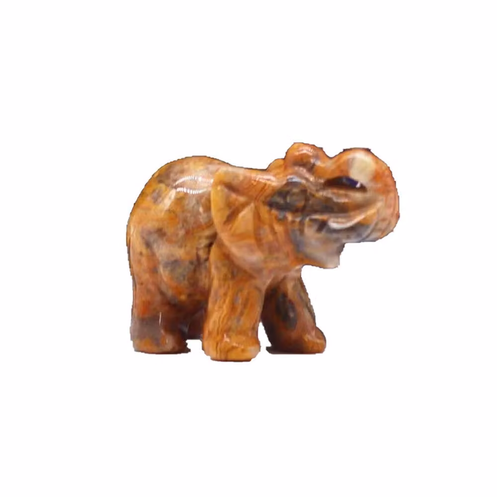 KDMD Lucky Elephant Figurine in Orange Crazy Lace Agate Stone – 3