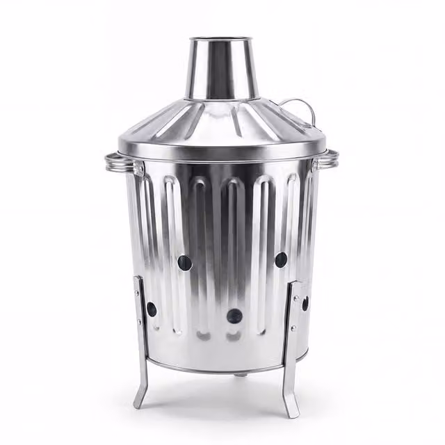 Crystals 15L Mini Garden Galvanised Steel Incinerator Fire Bin in Metallic Silver