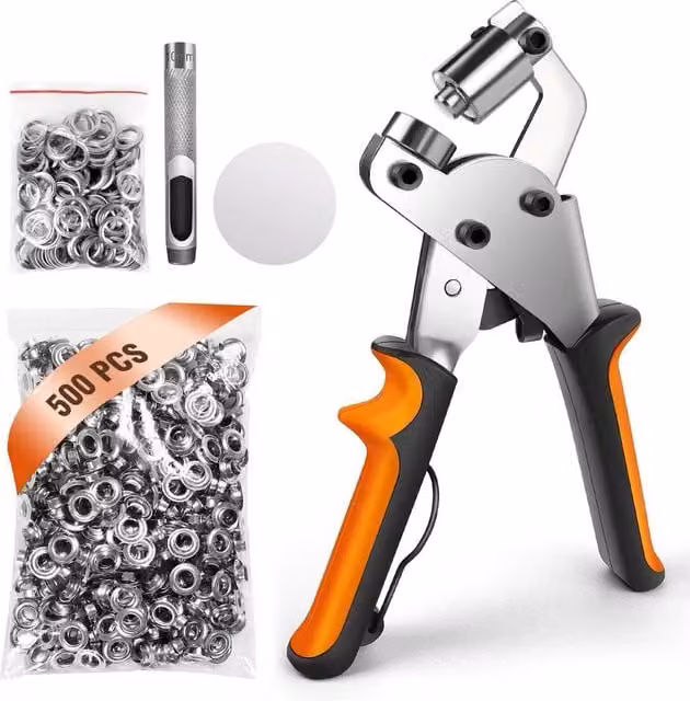 FLAVORA Silver Steel 10mm Eyelet Press Pliers Manual Handheld Tool – 1