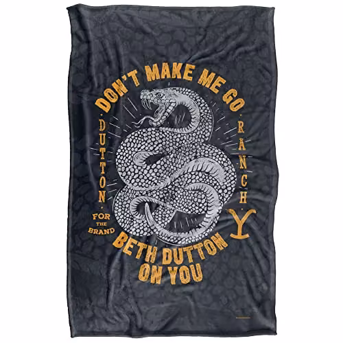 Paramount Yellowstone Beth Dutton Snake Pattern Super Soft Silky Fleece Throw Blanket in Black and Multicolour