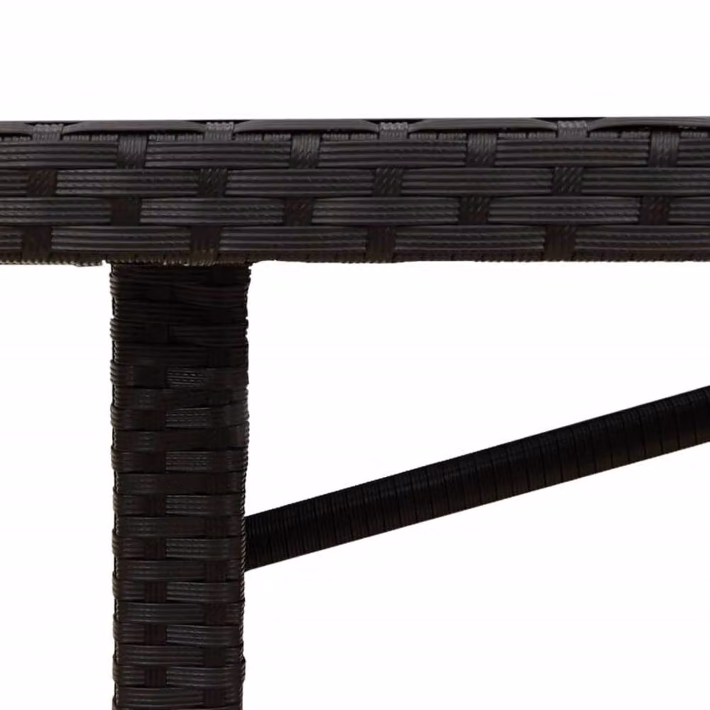 Berkfield Home Extendable Garden Table with Black Poly Rattan and Acacia Wood Top, W: 190 cm, D: 80 cm, H: 75 cm – 5