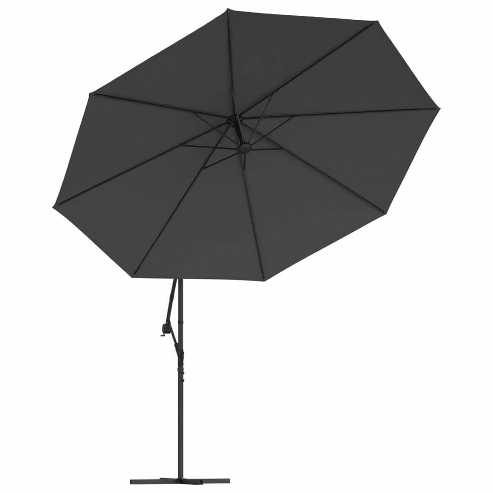 Berkfield Home Cantilever Garden Umbrella with LED Lights and Metal Pole, Anthracite Black, 350 cm – 4