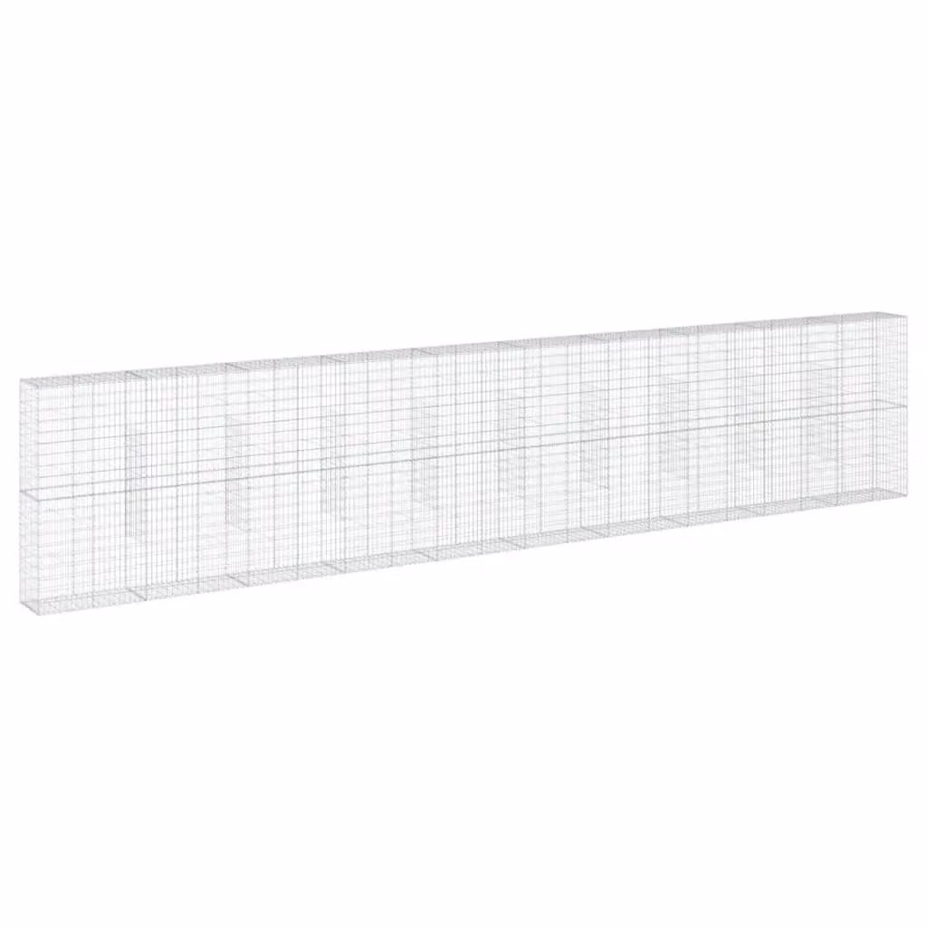 Berkfield Home Silver Galvanised Steel Rectangular Gabion Basket with Cover, W/D/H: 1000 x 50 x 200 cm – 2