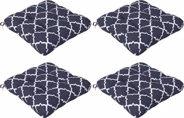 Outsunny 4 Seat Replacement Outdoor Cushion Pad Set with Foam Filling in Blue and White