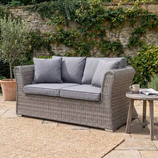 Malay Grey Rattan and Metal Sofa